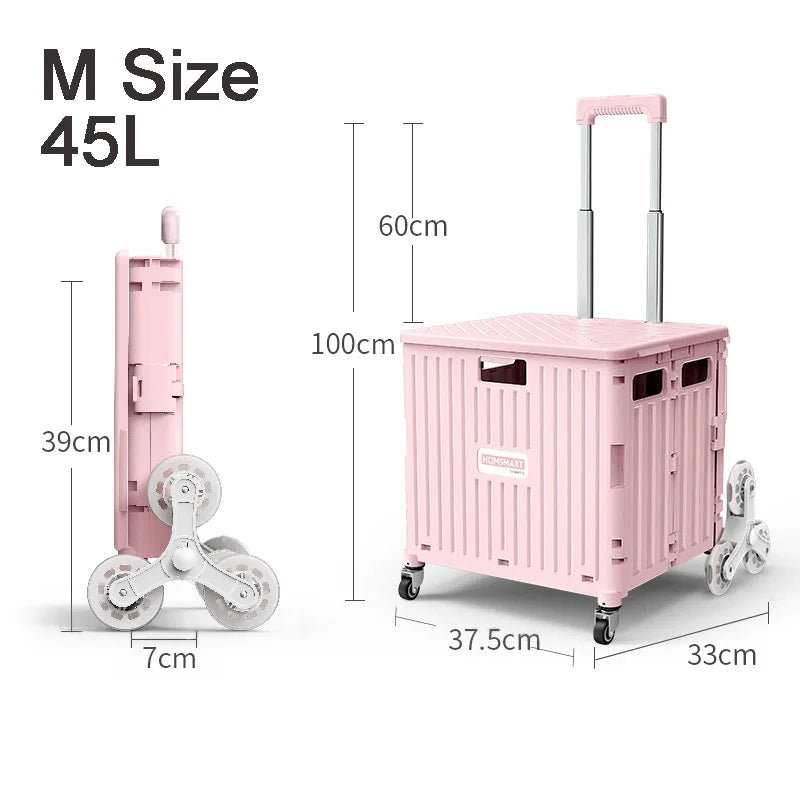 45/65L Folding Shopping Cart Trolley – Portable Home Cart with 2/4/8 Wheels