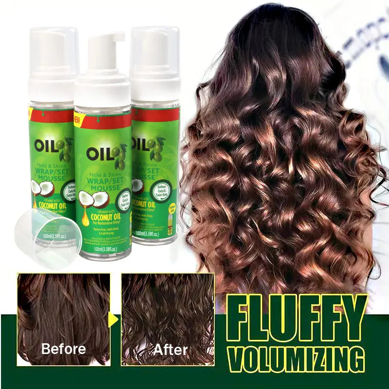 Wrap Foam Hair Mousse – Strong Hold Setting Lotion for Natural Hair, Moisturizing Curl & Shine Mousse