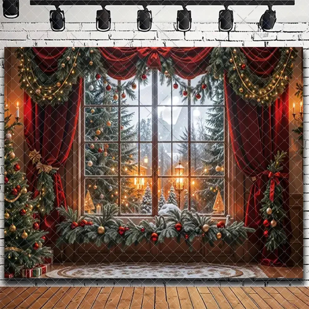 Merry Christmas Backdrop 2026 – Santa, Snowman & Xmas Tree Background for Family Party, Baby Shower & Photo Props