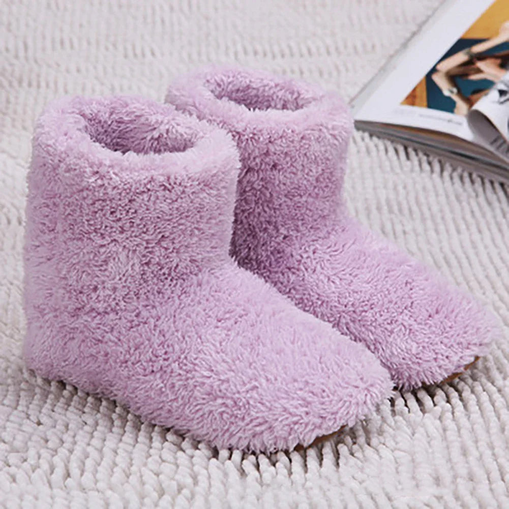Winter USB Electric Heated Shoes – Plush, Washable Foot Warmers for Men & Women, Indoor & Outdoor Use