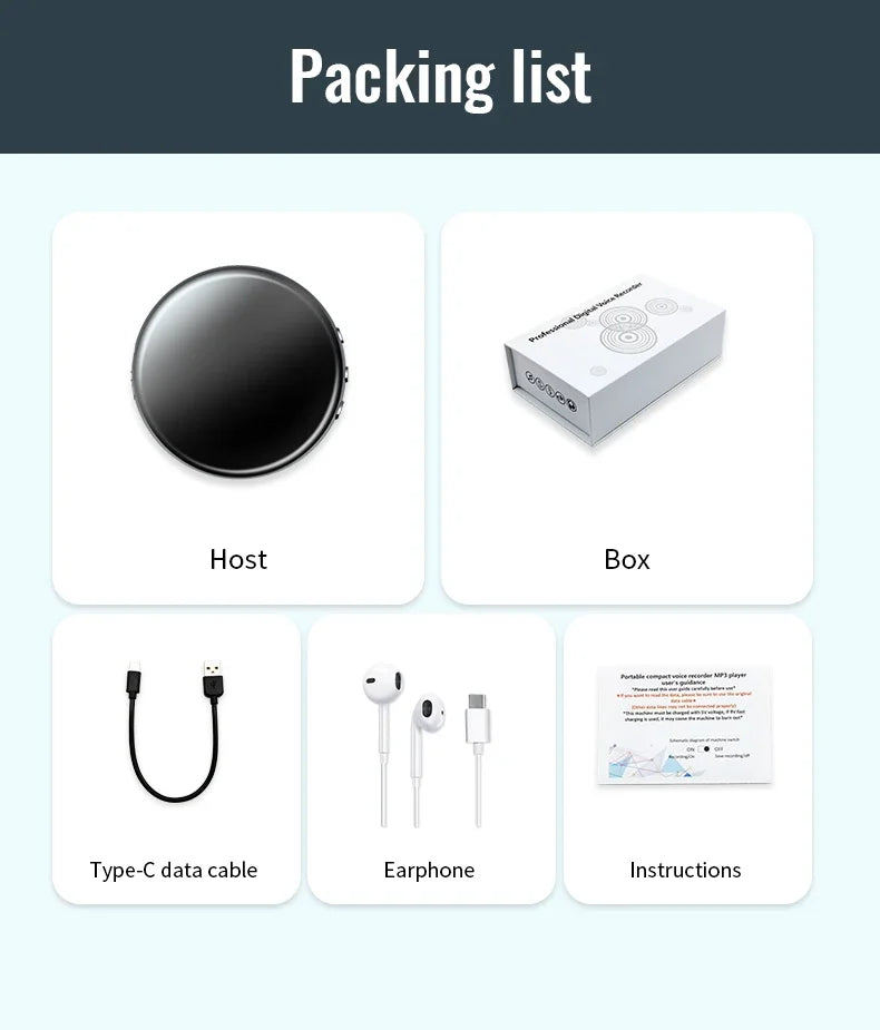 Digital Voice Recorder 64GB – Activated USB Flash Magnet Dictaphone with HD Noise Reduction, 100-Hour Audio & MP3 Player