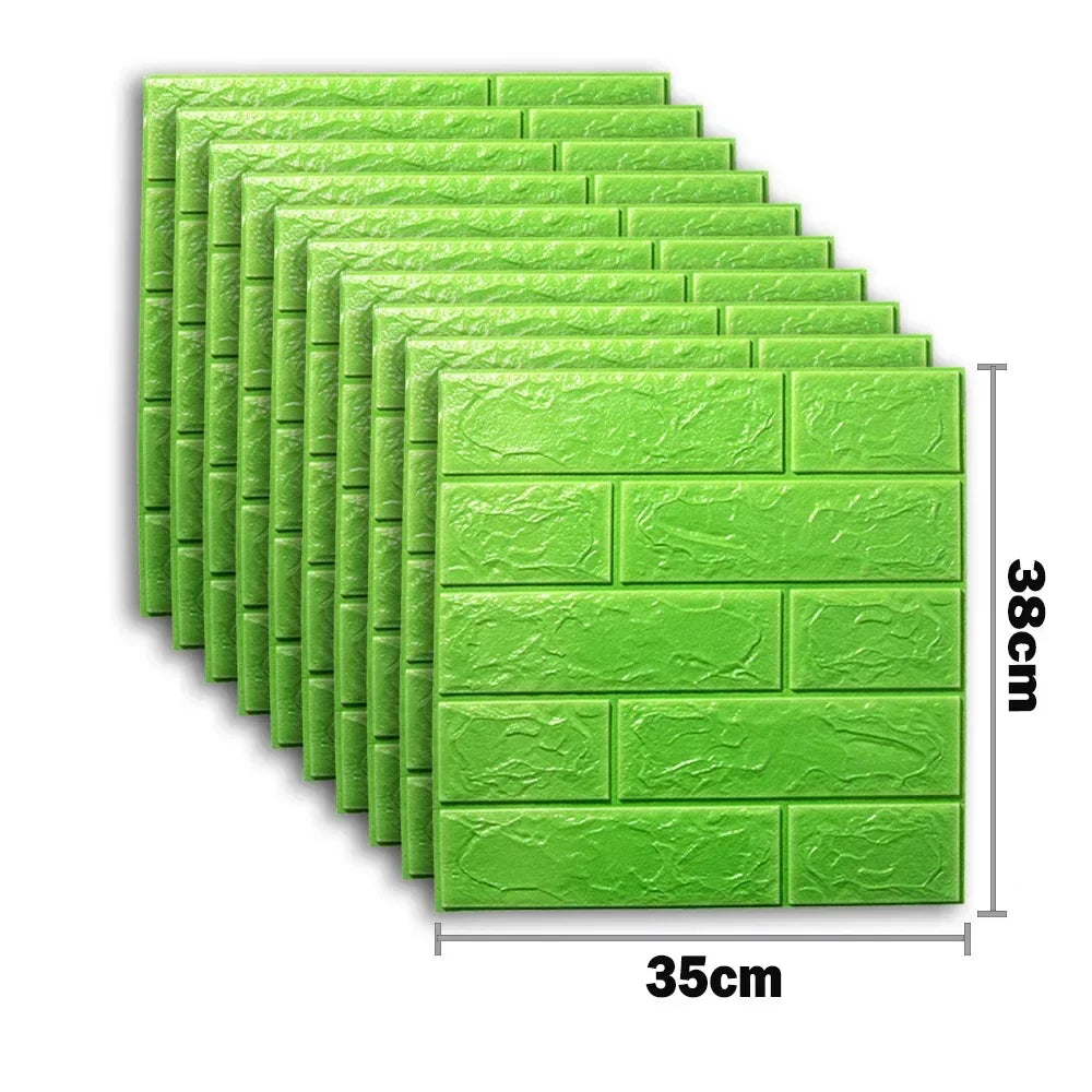 10pcs 3D Foam Wall Stickers – Self-Adhesive Waterproof Peel-and-Stick Brick Wallpaper for Interior Decoration