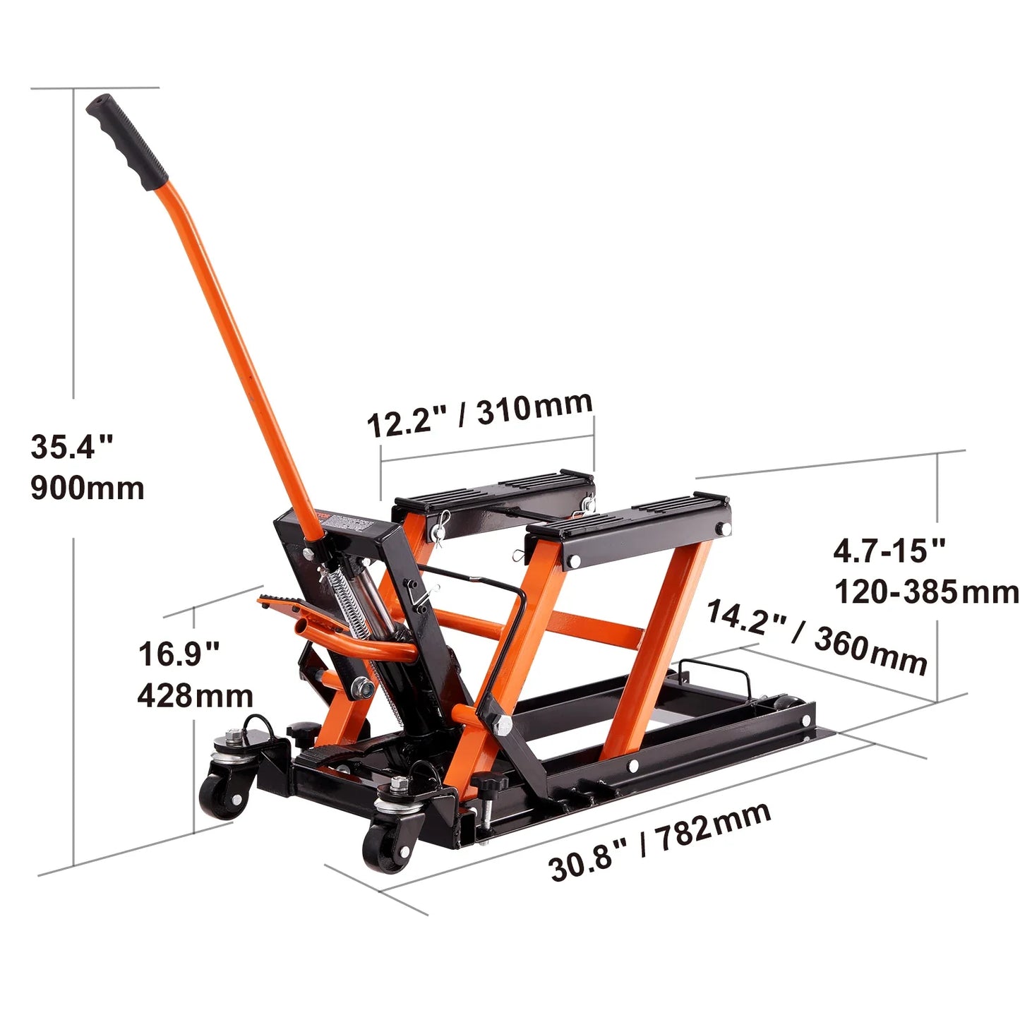 VEVOR Motorcycle Lift β Scissor Jack with 350/1100/1500 LBS Capacity, Wide Deck & Safety Pin for Bikes & Motorcycles