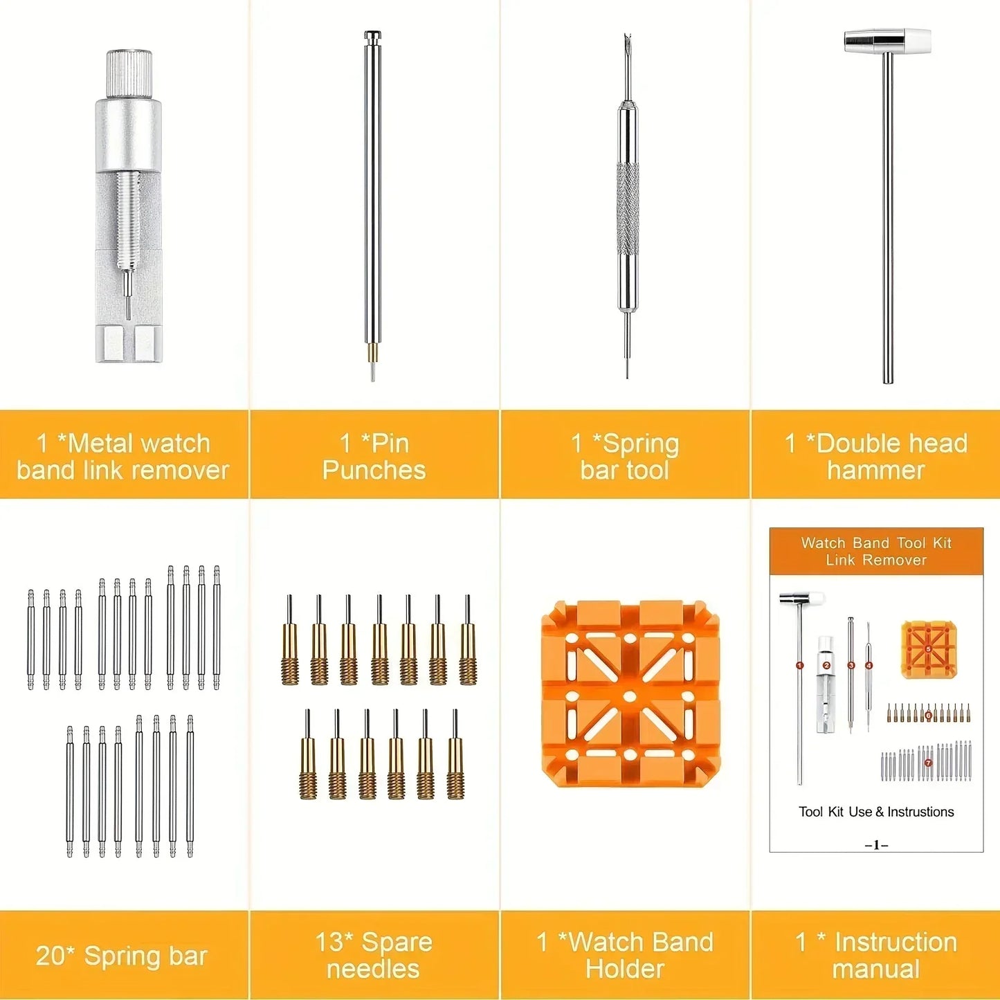 Watch Repair Tool Kit – Link Band Pin Remover & Adjuster Set for Professional Watchmaking