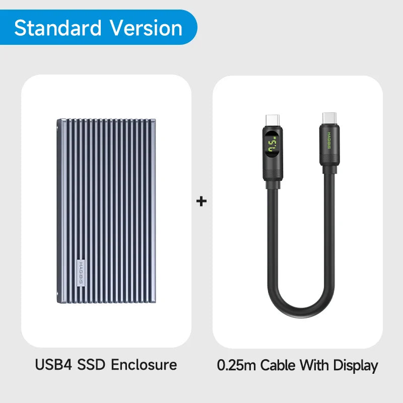 Hagibis 40Gbps USB4 M.2 NVMe SSD Enclosure – LED Display with USB4 Cable for Thunderbolt 4/3 & USB 3.2/3.1/3.0 B+M M-Key SSD Case
