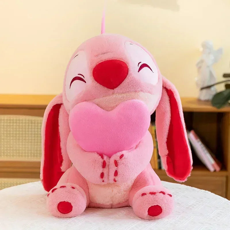 Disney Pink Lilo & Stitch Heart Plush Doll — Cute Cartoon Angel Soft Toy | Kawaii Birthday Gift for Kids