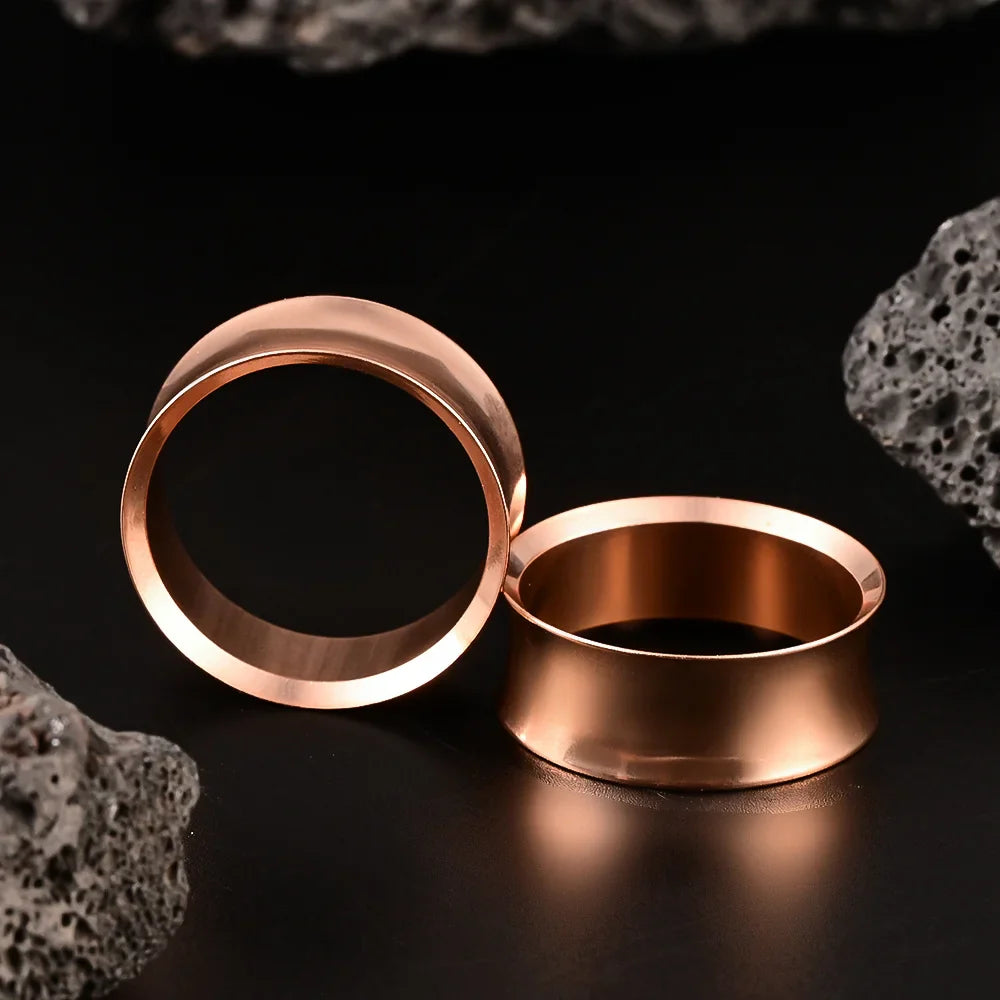 Doearko Stainless Steel Ear Gauges Round Tunnels Plugs Body Jewelry Expander for Women