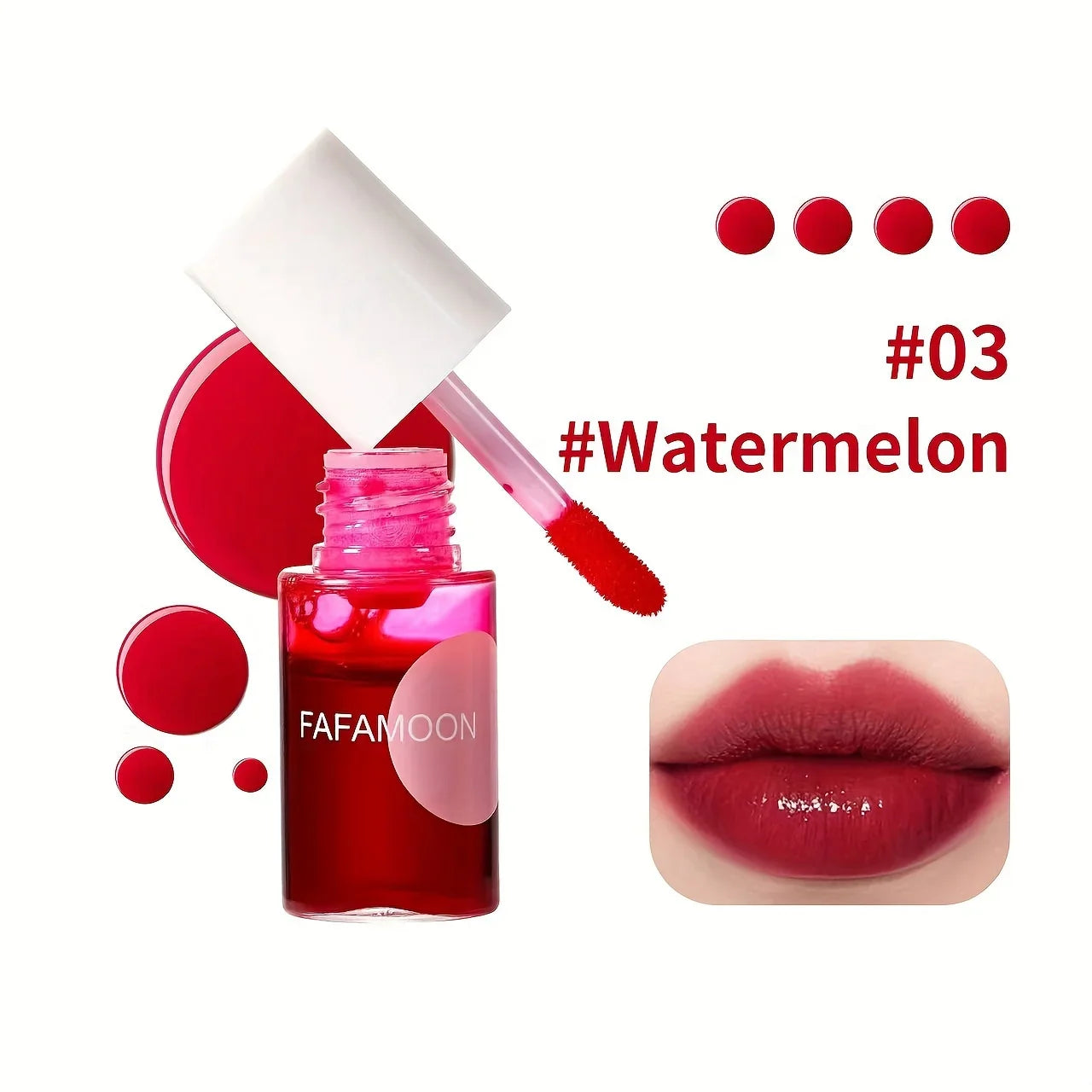 4-Color Fruity Lip Tint – Moisturizing, Waterproof, High-Pigment Liquid Lip Gloss, Non-Stick & Long-Lasting