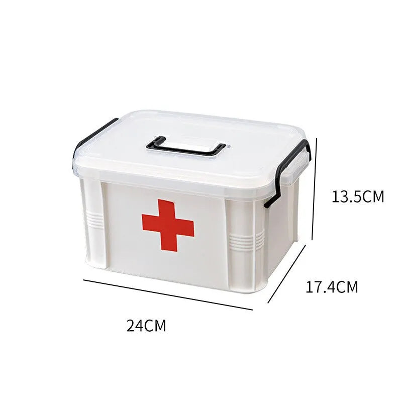 Double-Layer Futuristic Medicine Storage Box - Portable Household Emergency Medical Kit Organizer