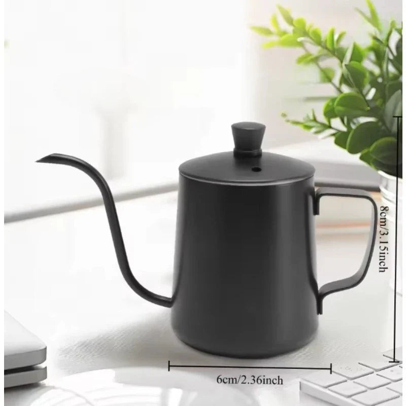350ML Stainless Steel Gooseneck Coffee Brewer Pot – Drip Kettle with Lid & Hanging Handle for Precision Pour Over Coffee Brewing