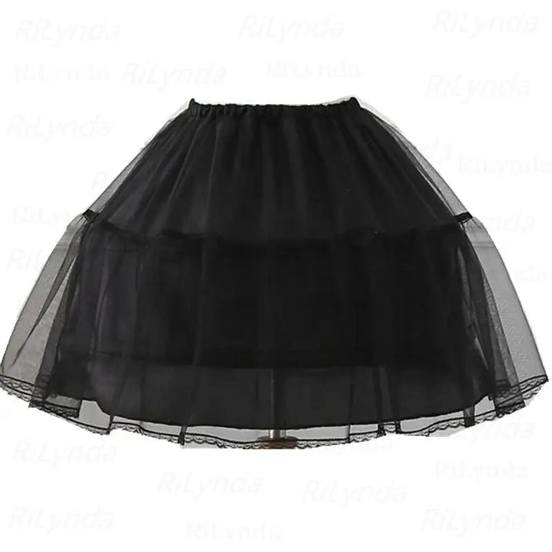 Girls 2-Hoop Petticoat Underskirt - White A-Line Wedding Dress Skirt with Elastic Waist