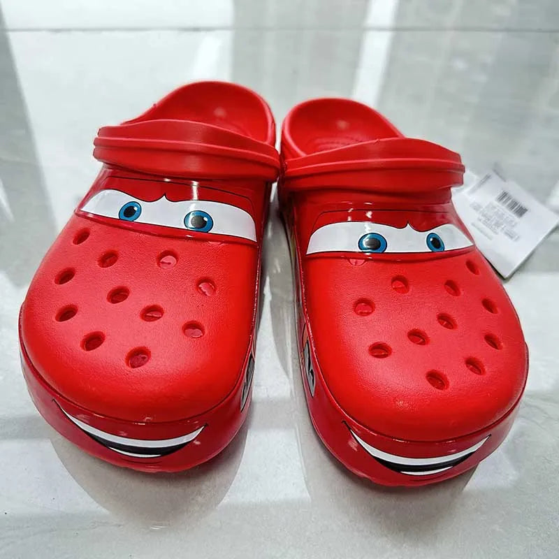 Disney Pixar Lightning McQueen Slippers – Solid Waterproof Outdoor Sandals, Casual Breathable EVA Shoes with Ankle Wrap, Perfect Gift