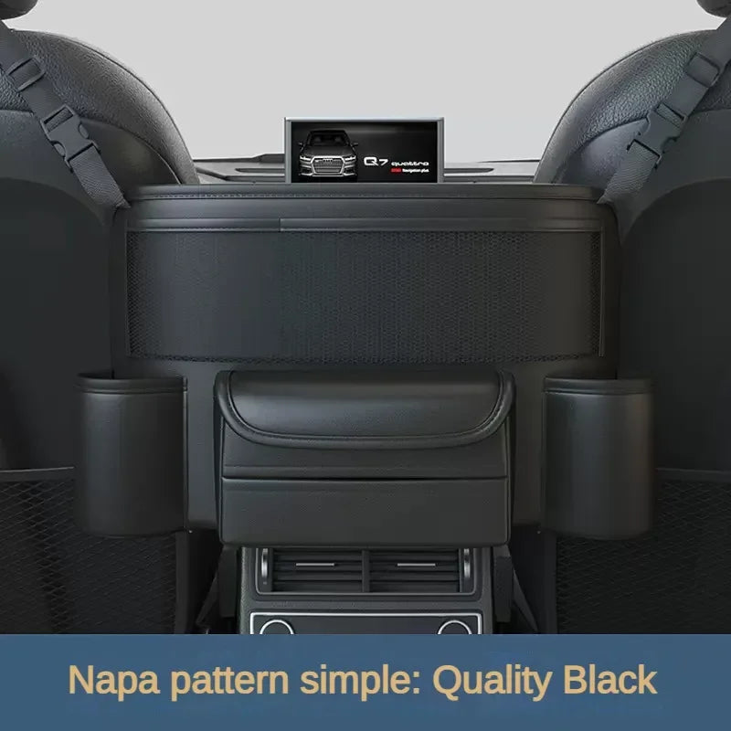 Car Seat Middle Hanger Storage Bag – Luxury Auto Handbag Holder, Tissue Pockets, and Seat Organization Bag