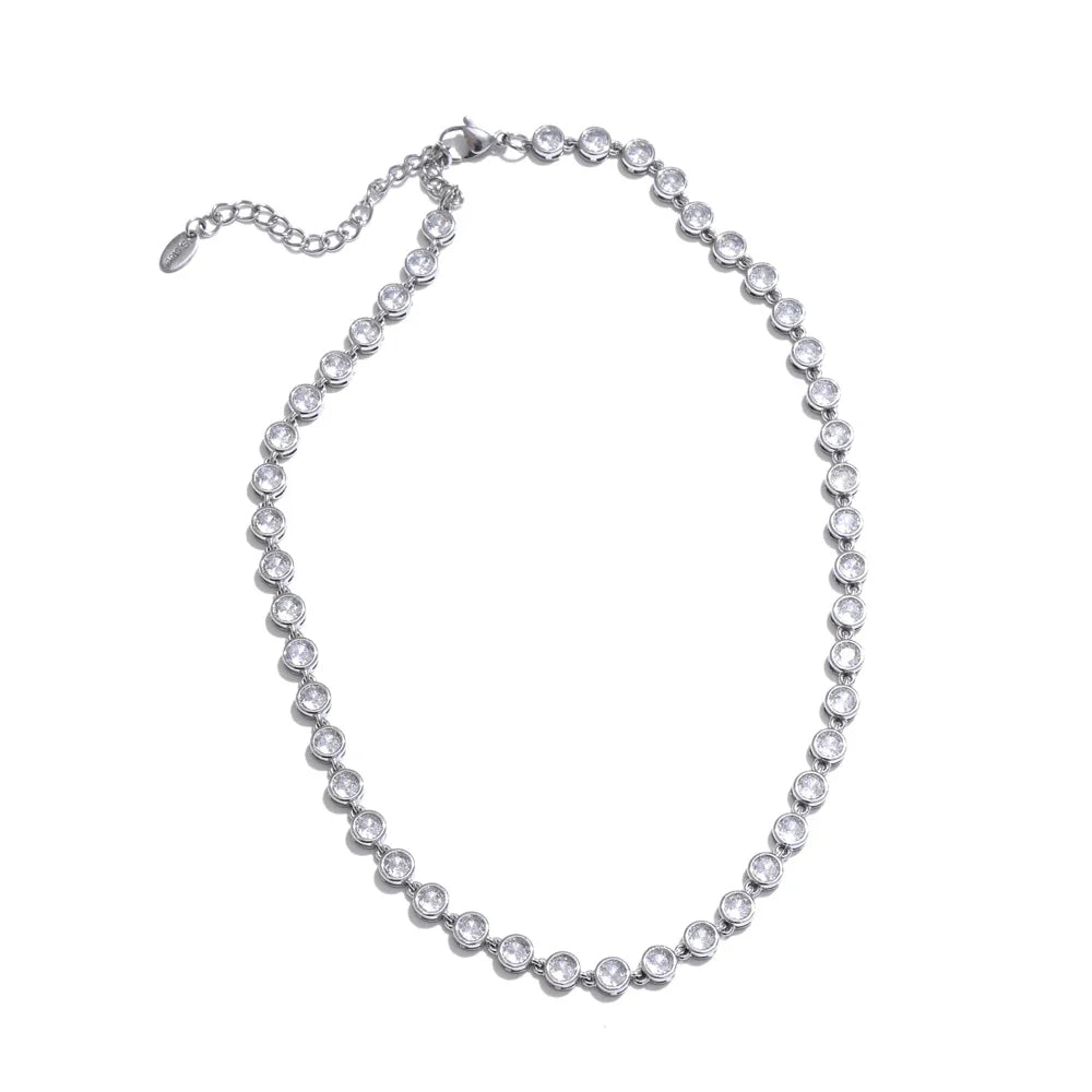 Yhpup Colorful Cubic Zirconia Stainless Steel Luxury Jewelry Set – Waterproof Chain Necklace & Bracelet Gift for Women