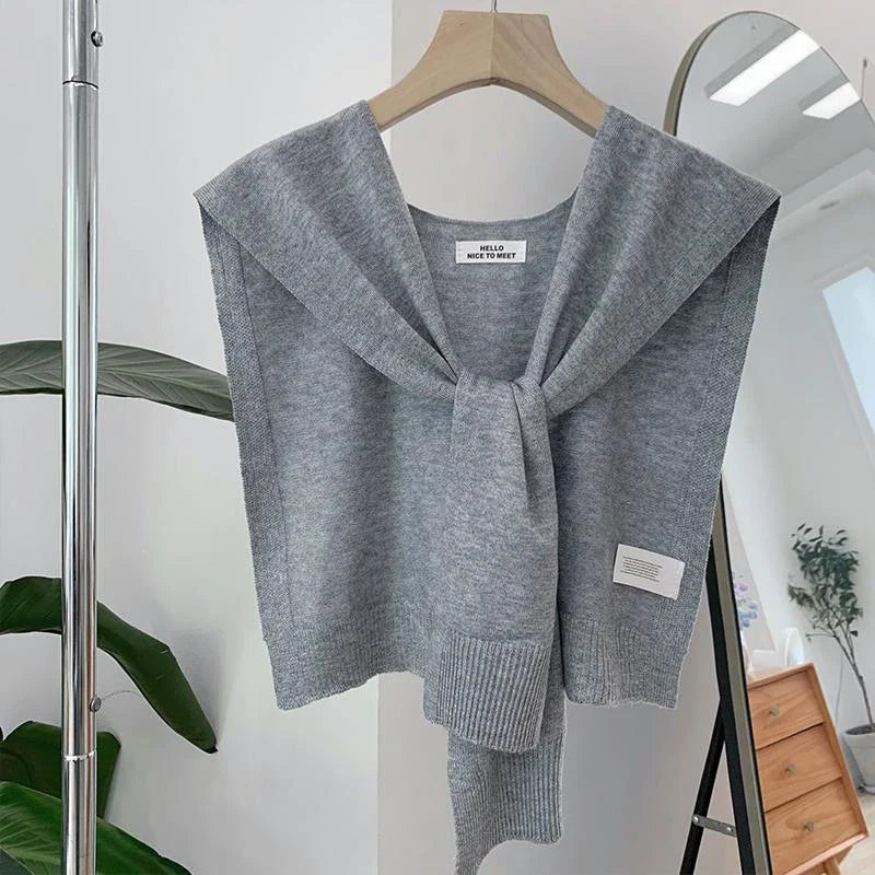 Lightweight Knitted Shawl for Women – Style Summer Cape with Fake Collar