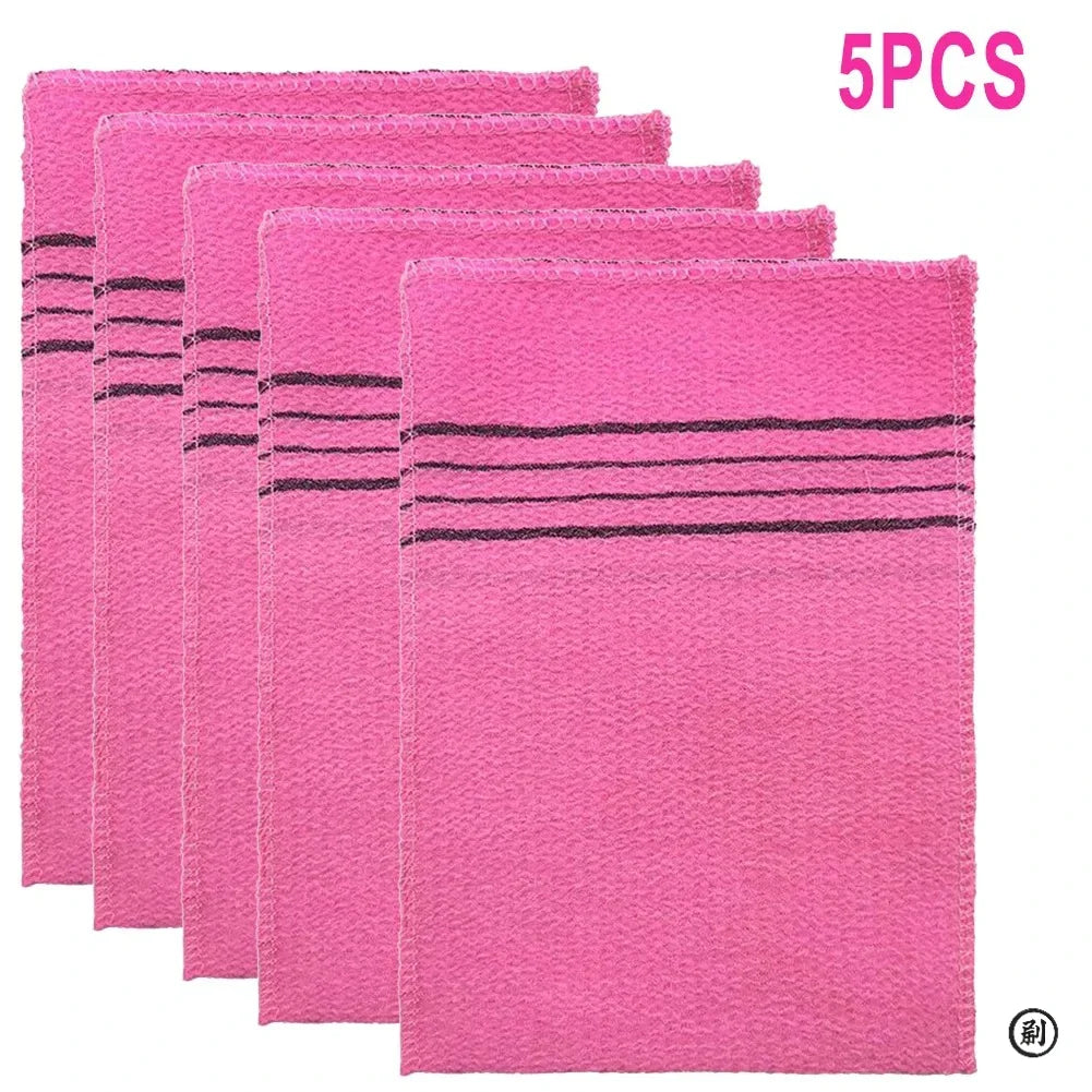 5-Piece Exfoliating Bath Pad Set — Soft Korean & Italian Style Washcloths for Body Scrub, Shower, and Spa Use