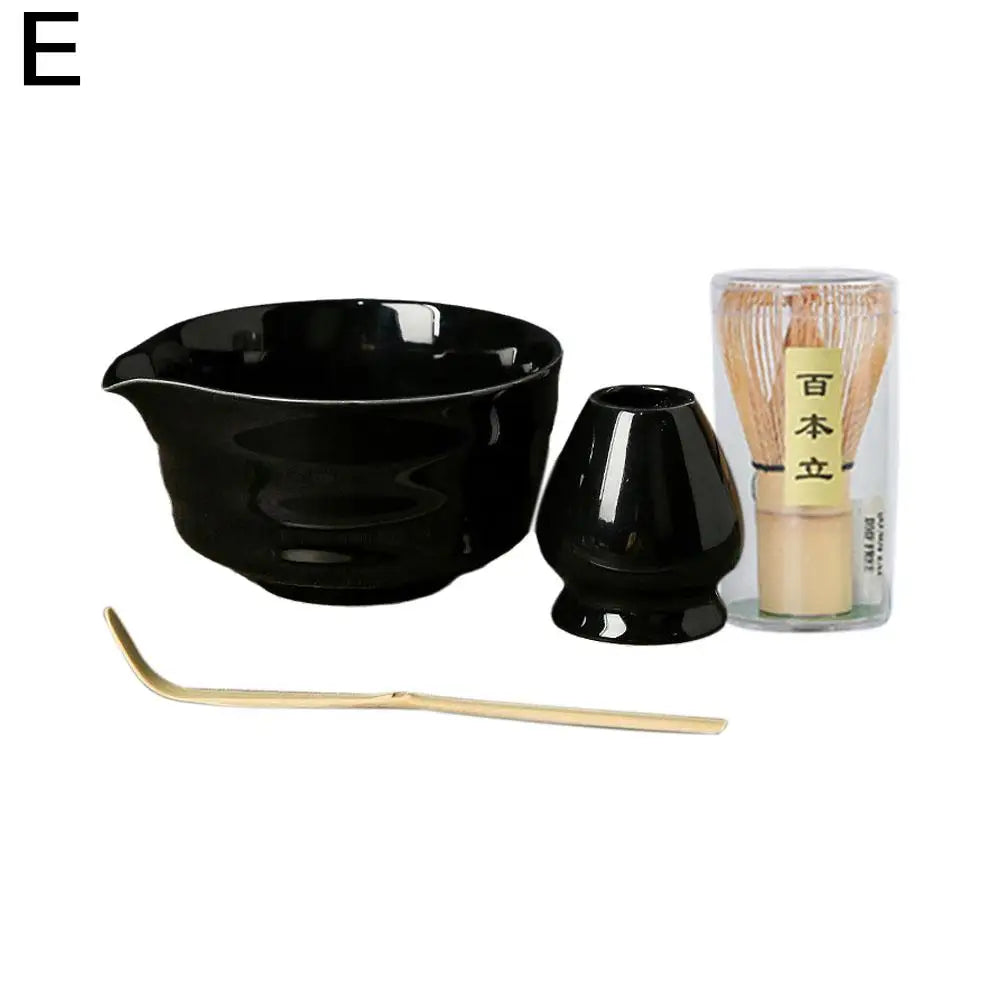 4pcs Japanese Ceramic Matcha Tea Set – High-End Gift Box with Whisk, Bowl, Grinder & Brush