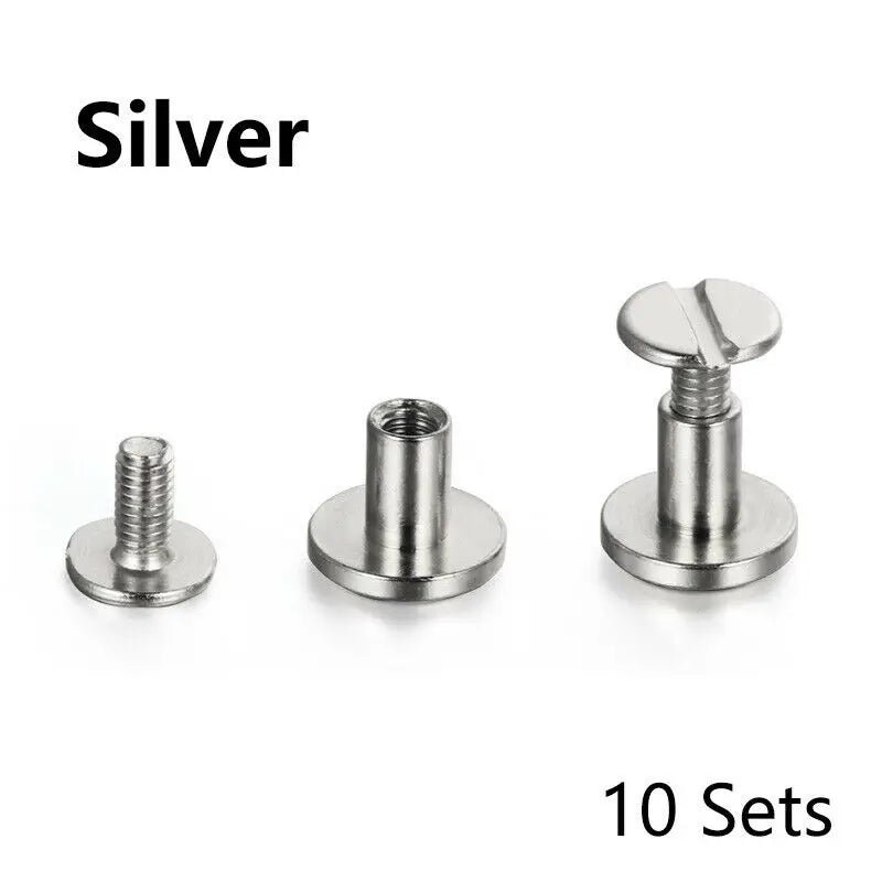 10 Sets Leather Craft Metal Rivets – Double Curved Head Screws for Belts, Straps, Luggage & DIY Projects