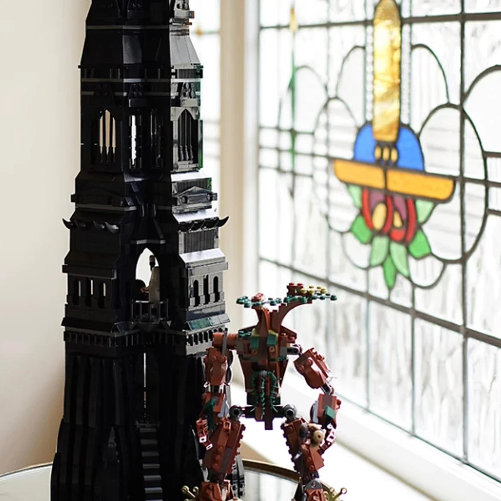 MOC Magical Rings Building Blocks — Orthanc Tower Architecture Model | Creativity Movie Series Street View Toy Gift