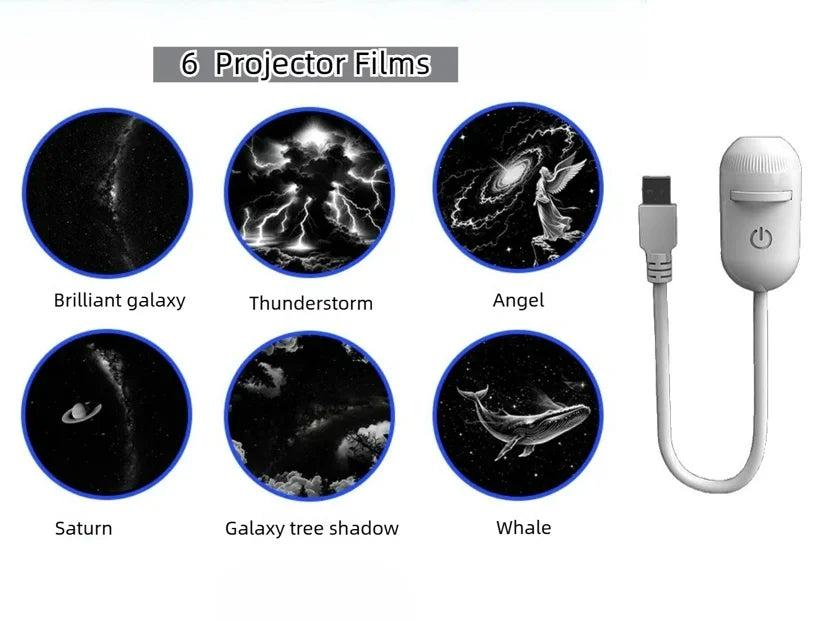 2-in-1 Mini Galaxy Star Projector Night Light – Starry Sky Ambient Bedroom Lamp for Sleep, Relaxation & Home Decoration