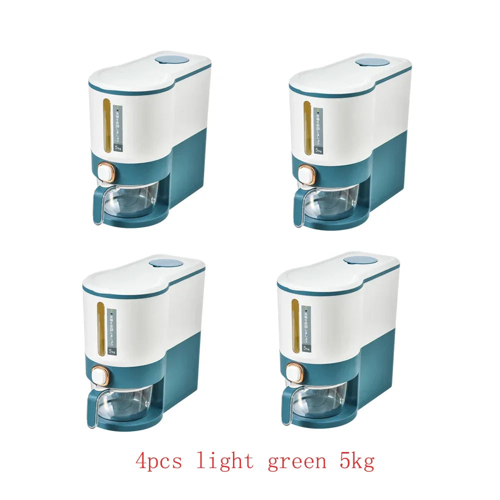 Large Capacity Rice Storage Box - 1/2/4pcs Sealed 5KG Grain Dispenser & Pet Food Container - Kitchen Organizer
