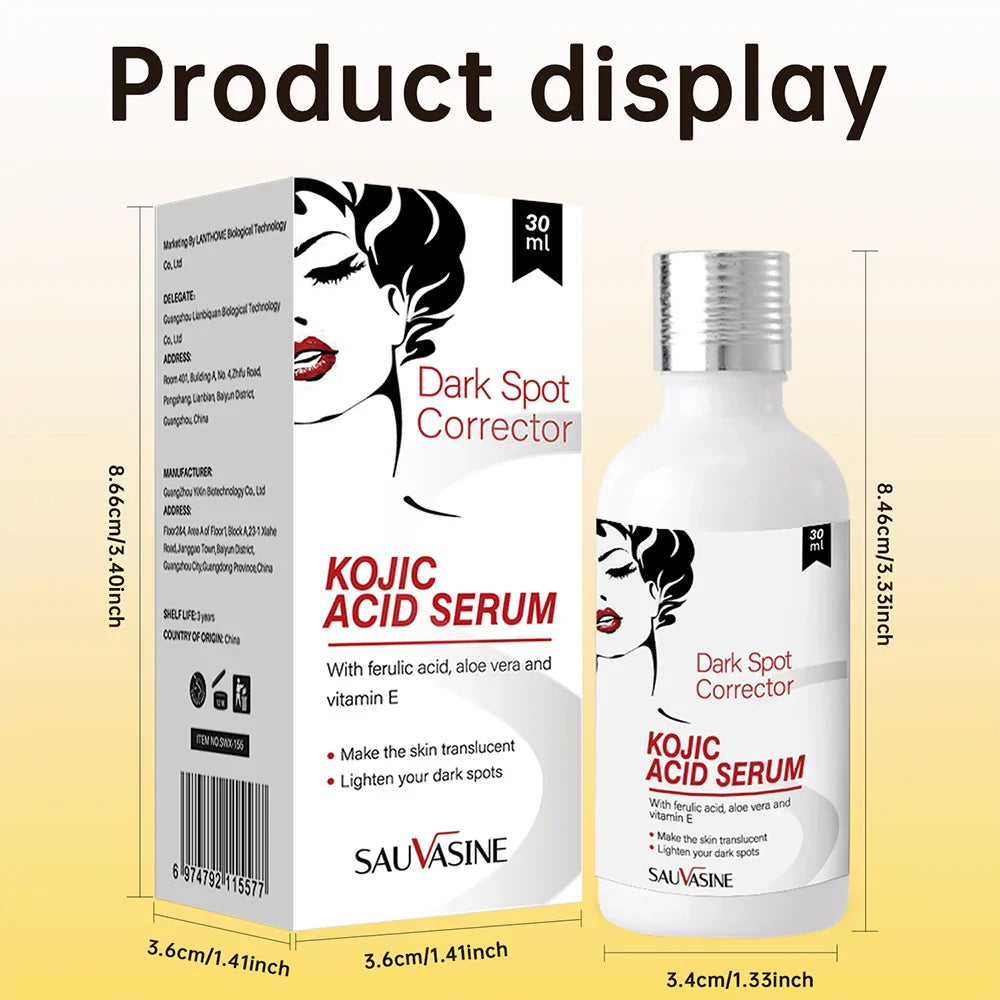 Kojic Acid Serum 30ml – Strong Brightening & Whitening Cream for Dark Spots, Fine Lines, Anti-Aging Skin Care