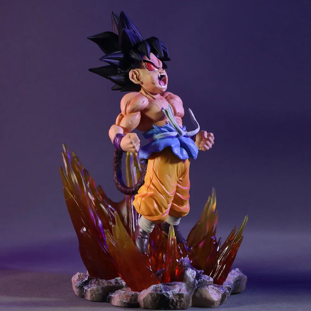 BANDAI 19cm Dragon Ball SHK Kai Ape Series No.2 Goku Figure — Glow Black Hair Super Four PVC Anime Model Collectible Ornament