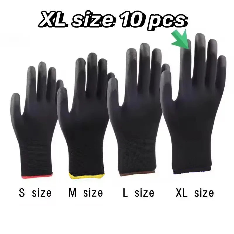 10 Pairs Safety Work Gloves - Anti-Slip, Wear-Resistant ESD Protection for Gardening & Woodworking