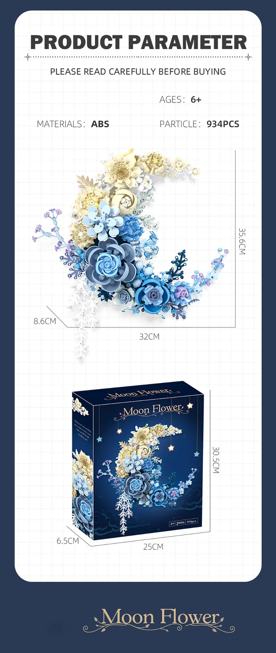 Creative Expert Eternal Moon Flowers Building Blocks – DIY Rose Bouquet Wall Decoration, Valentine’s Gift for Girls