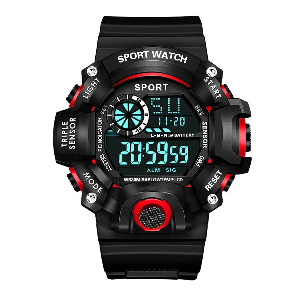 Men’s Sports Digital Watch – Large Dial Military Style Wristwatch, Waterproof Multifunctional Electronic Watch with Luminous Display & Alarm for Active Wear & Outdoor Use