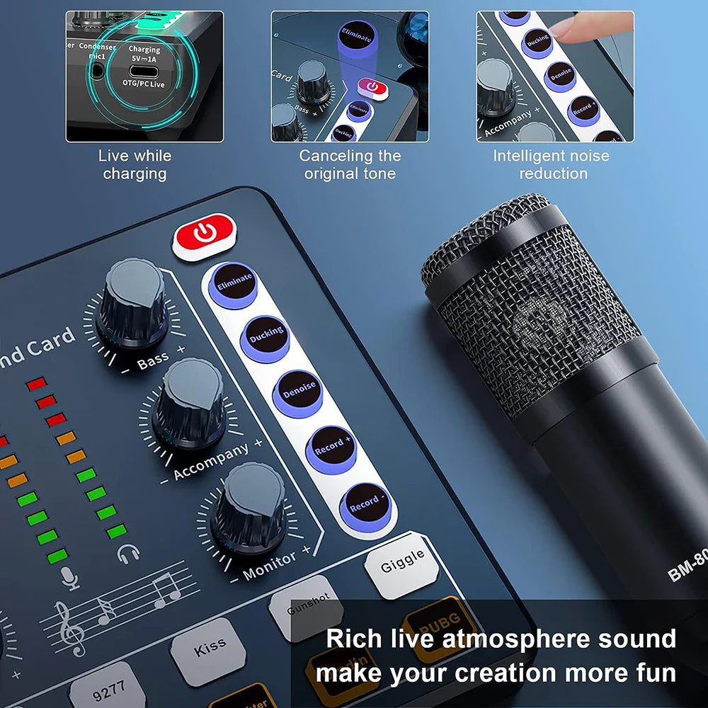 Audio Interface DJ Mixer Sound Card with Effects & Voice Changer for Streaming, Podcasting & Gaming 2/2