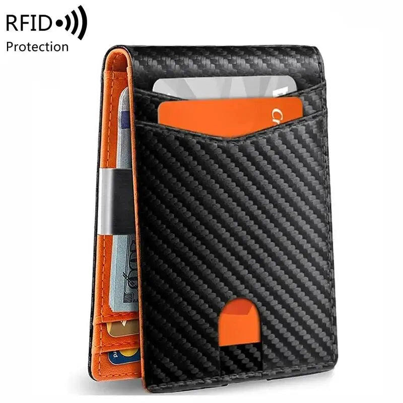 RFID Carbon Fiber Men’s Wallet — Slim Luxury Card Holder, Small Money Bag, Short Purse & Billfold for Men
