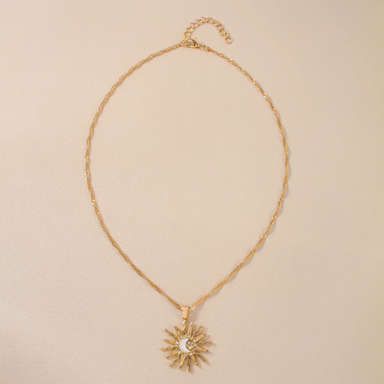 Rhinestone Sun Star Moon 3-in-1 Pendant Necklace – Retro Shining Versatile Party Jewelry for Women
