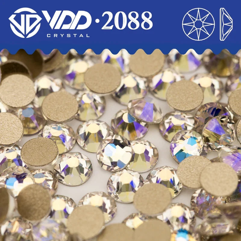 VDD Non Hot Fix Crystal Nail Art Rhinestones - 2088 Flower Flatback Gems for DIY Nail Decorations