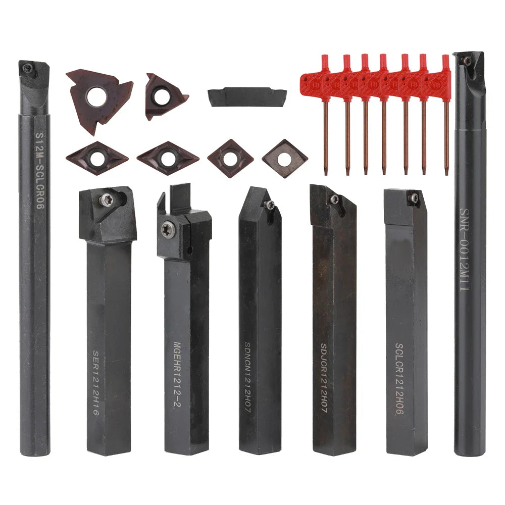 8-16mm Lathe Turning Tool Holder — Boring Bar & CNC Metal Cutter Rod with Shank and Inserts
