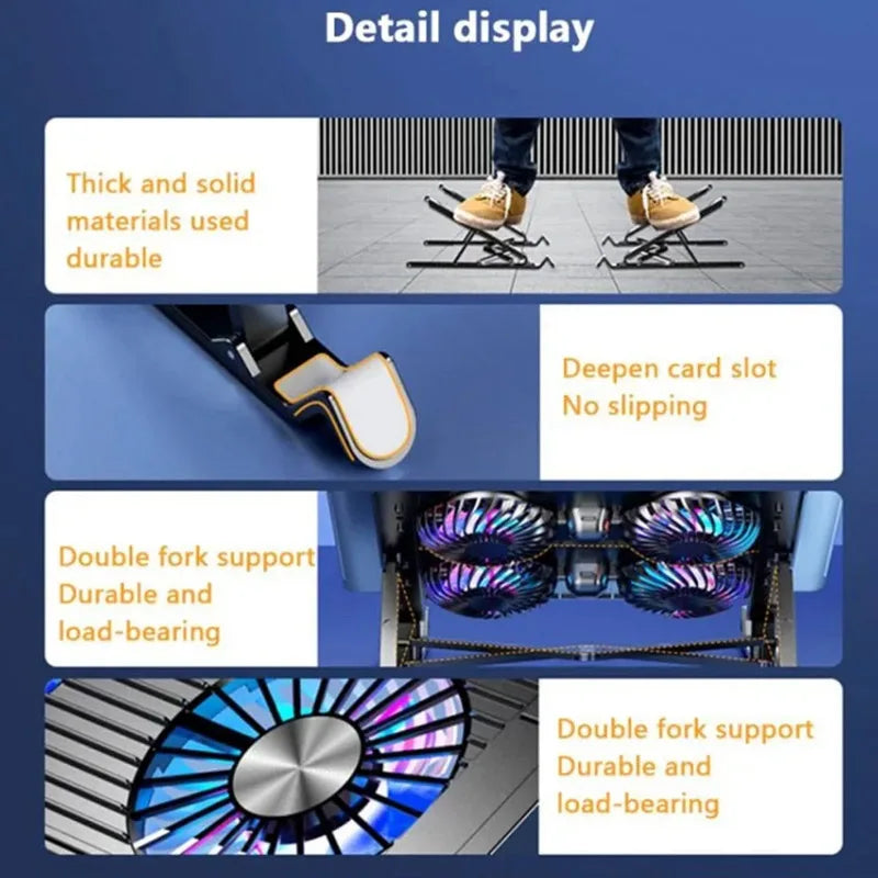 New Foldable Laptop Cooler Base Stand - Portable Cooling Pad with 4 Fans, Adjustable Notebook Stand for 13-17.3 Inch Laptops