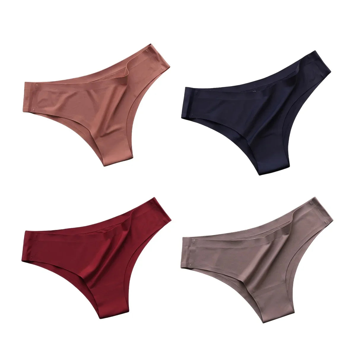 4PCS Seamless Brazilian Panties Set – Ice Silk Ultra-Thin Low Waist Women’s Briefs Sexy Soft Breathable Bikini Lingerie Underwear