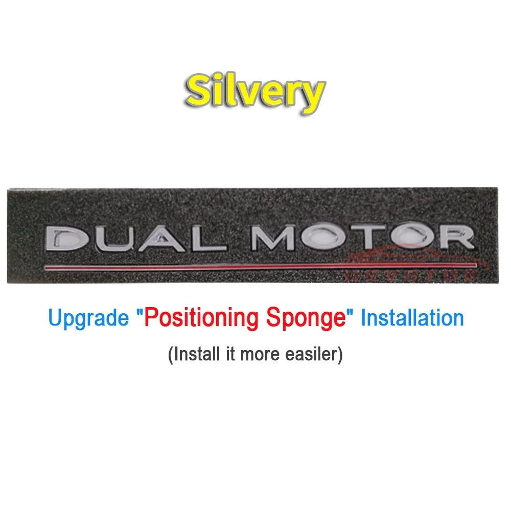 DUAL MOTOR Emblem for Tesla Model 3/Y/X/S — Chrome & Black/Red Trunk Badge Sticker, Car Styling