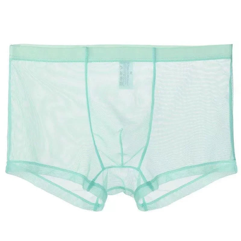 Transparent Ice Silk Men's Boxers - Low Waist See-Through Bulge Underwear