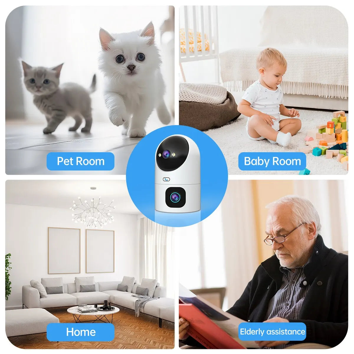 JOOAN 4K PTZ IP Camera, 10X Zoom, Dual Lens, Auto Tracking, WiFi CCTV, Color Night Vision, Baby & Home Monitor