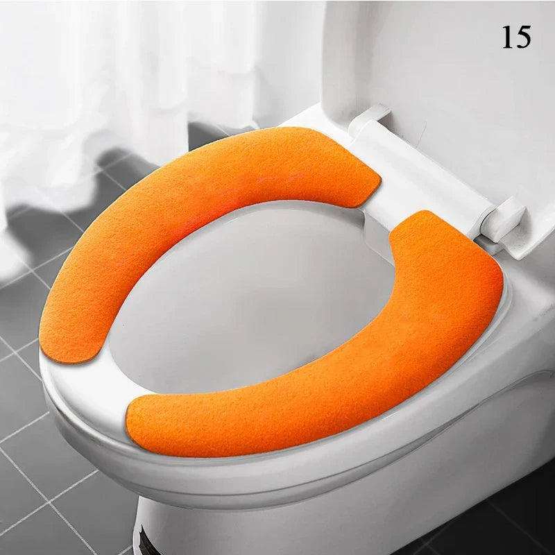 2-Pack Reusable Flannel Toilet Seat Cover Pads – Washable Warm Bathroom Seat Cushion Set