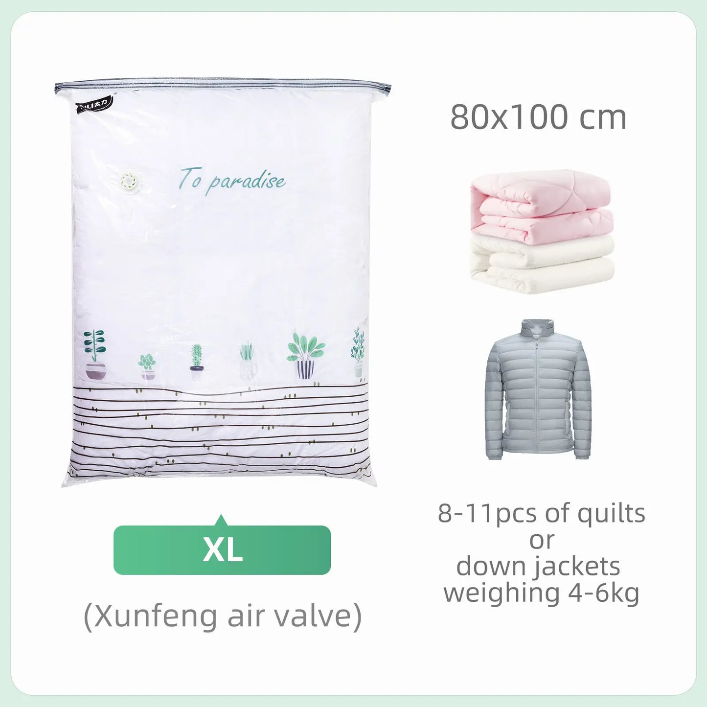 TAILI Large Cubic Vacuum Storage Bags – Plastic Compression Bags for Clothes, Blankets & Travel Packing