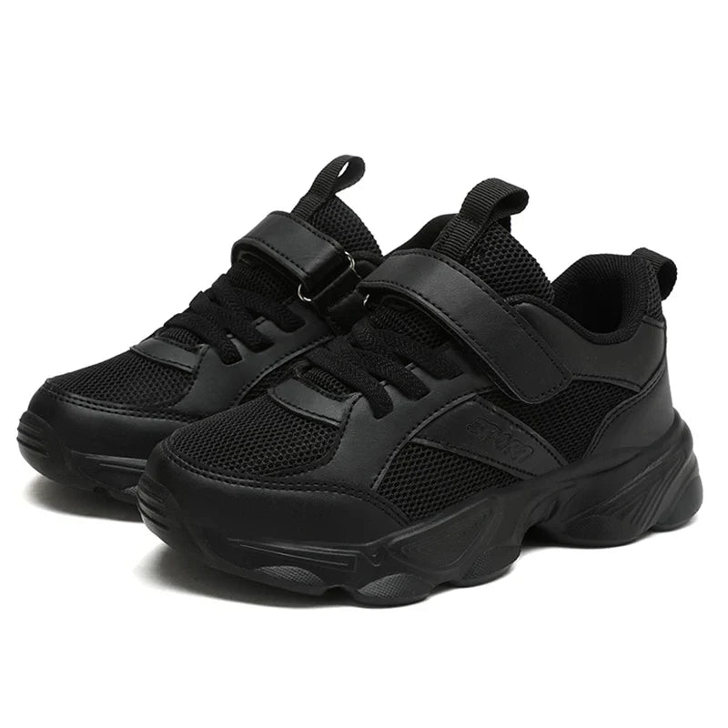 Kids’ Breathable Sports Shoes – Anti-Skid Black School Walking & Running Sneakers for Boys & Girls