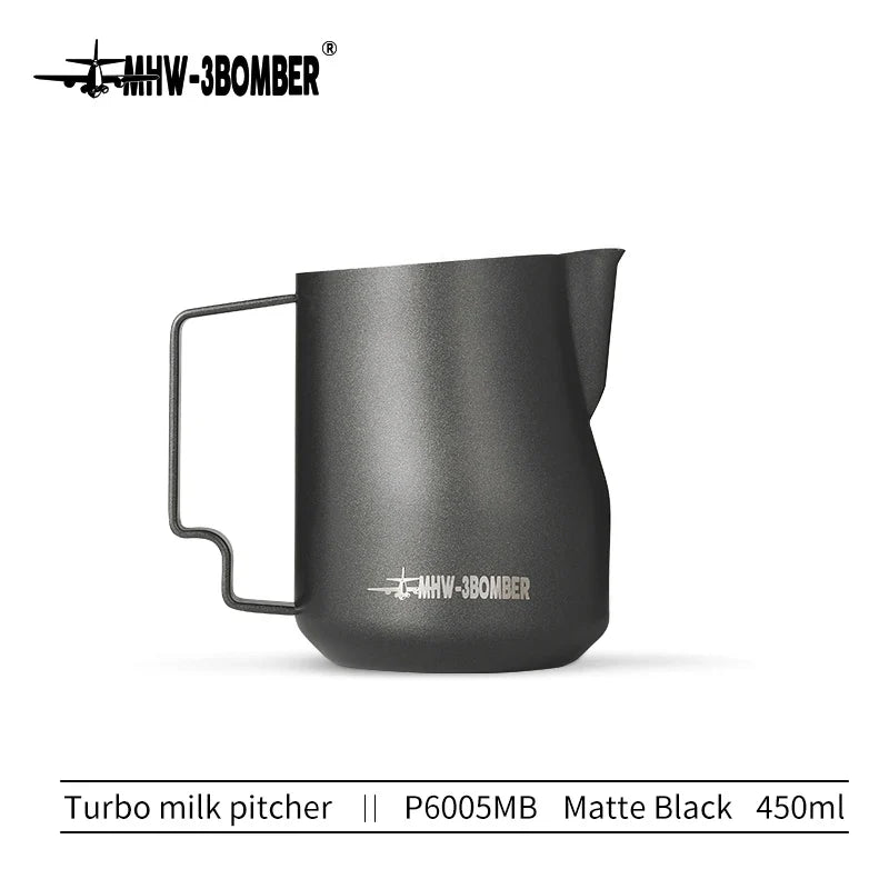 MHW-3BOMBER Turbo Milk Frothing Pitcher – 350ml/450ml Steaming Jug for Professional Foam, Home Barista & Kitchen Use