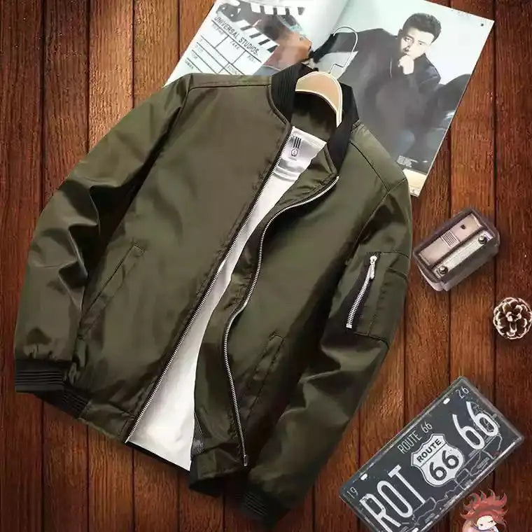 Men’s Lightweight Windbreaker Jacket - Spring Autumn Casual Zip-Up Sports Coat with Pockets