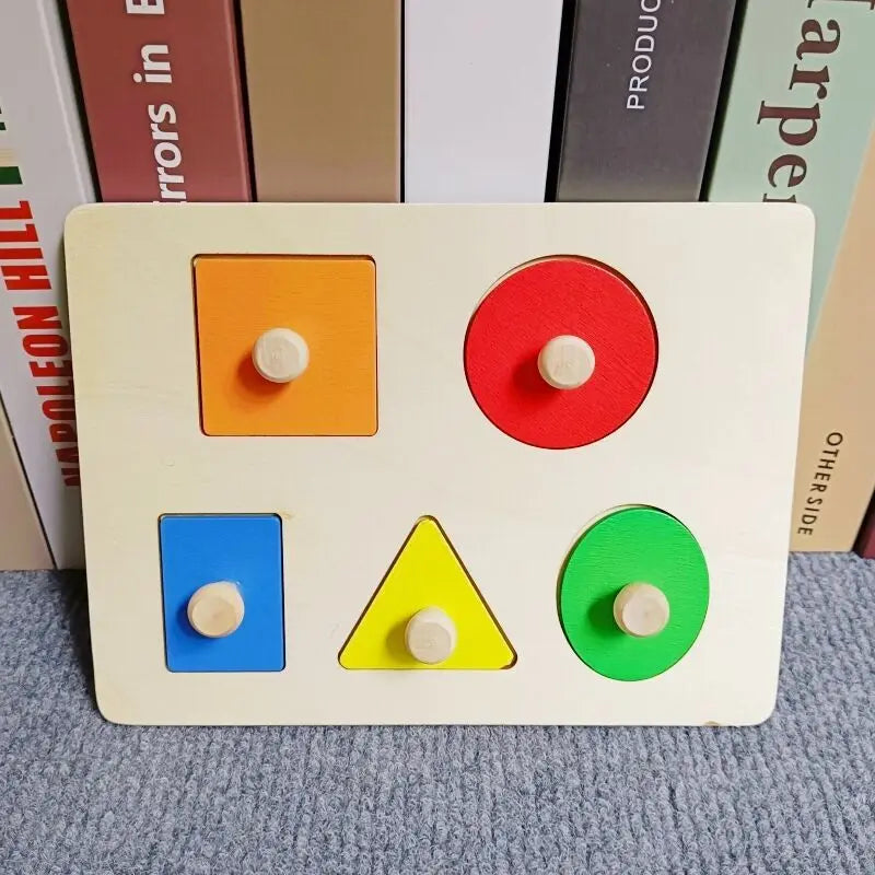 Montessori Wooden Building Blocks – Early Learning Educational Color & Shape Puzzle Toys for Kids