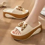 Women’s Bow Slippers – EVA Soft Sole Platform Sandals, Summer Casual Non-Slip Beach Footwear