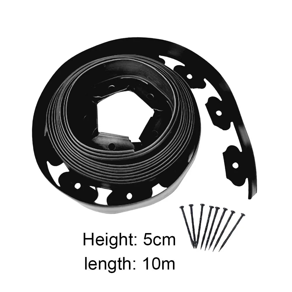 5M/10M Garden Lawn Edge Border Fence – Flexible Landscape Edging with 15 Spikes for Outdoor Garden Path & Lawn Decoration
