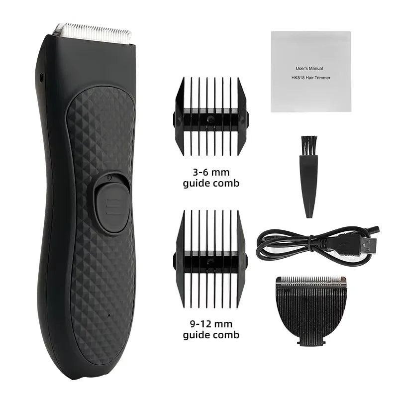 Men’s Electric Groin & Body Hair Trimmer – Rechargeable Clipper for Pubic and Intimate Areas Grooming