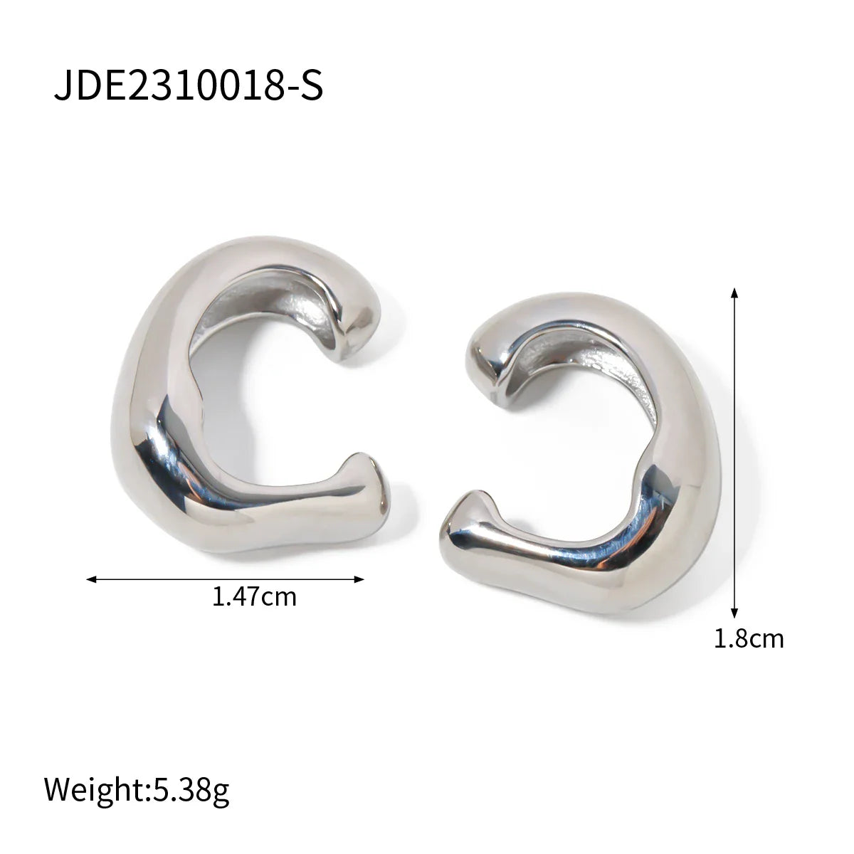 18K Gold Plated Punk Hip Hop Irregular Ear Clip – Waterproof Trendy Stainless Steel Jewelry